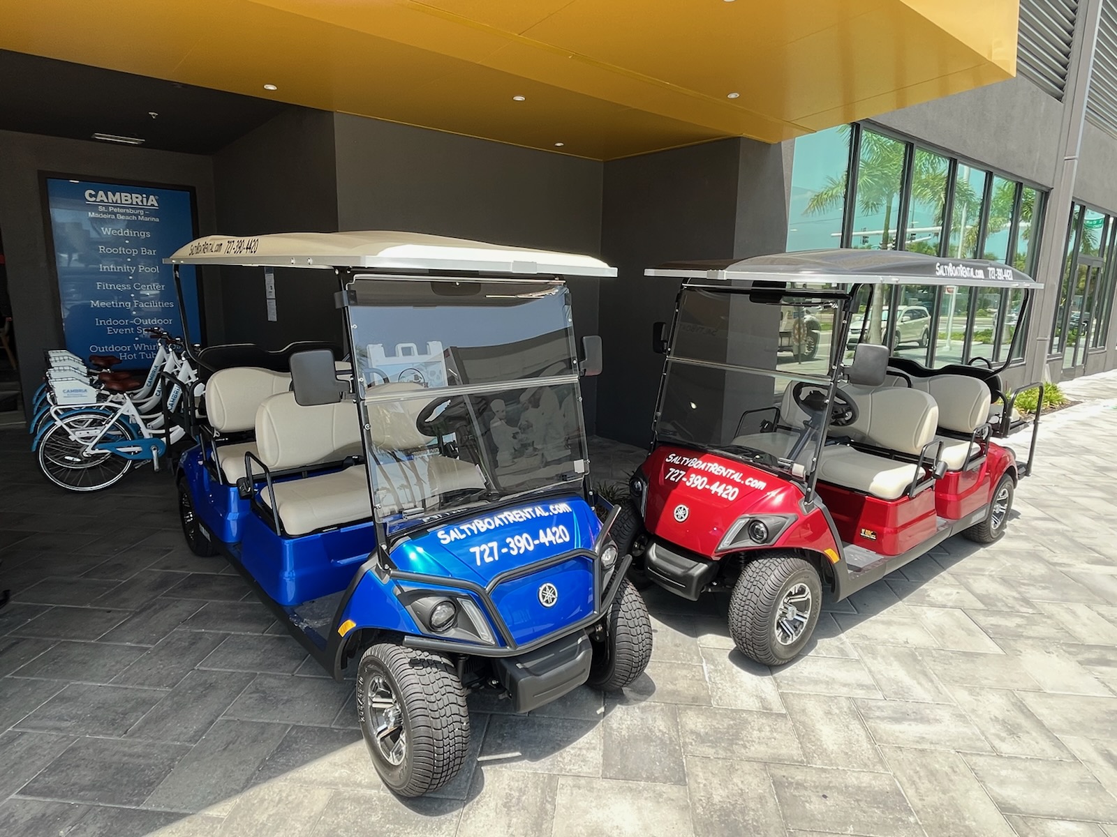 Golf cart near Cambria Hotel